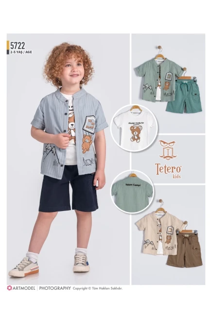 Gömlekli Tişörtlü Şort Takım