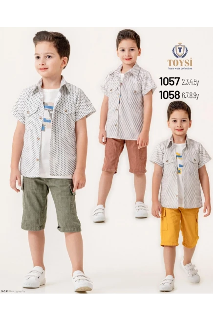 Gömlekli Tişörtlü Şort Takım