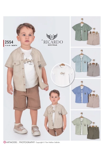 Gömlekli Tişörtlü Şortlu Takım