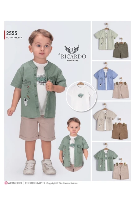 Gömlekli Tişörtlü Şortlu Takım