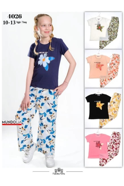 10-13 سنة فتاة طقم بنطلون مع تي شيرت