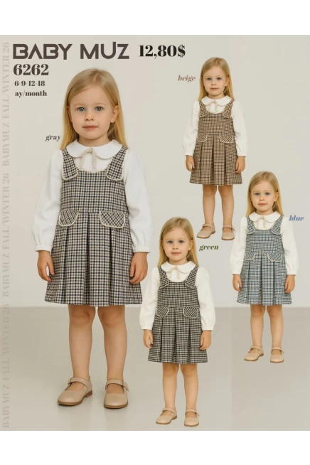 Bluzlu Kareli Elbise