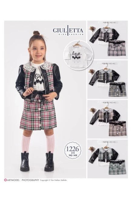 2-5 سنة فتاة طقم تنورة مع جاكيت