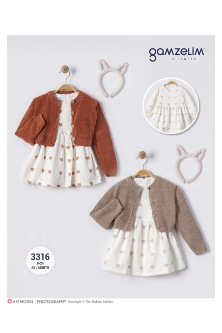 Kalp Desenli Hırkalı Elbise