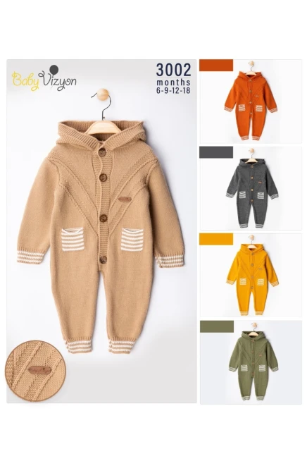 Kapüşonlu Triko Bebe Tulum