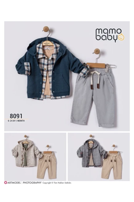 Hırkalı Gömlekli Tişörtlü Pantolonlu Takım