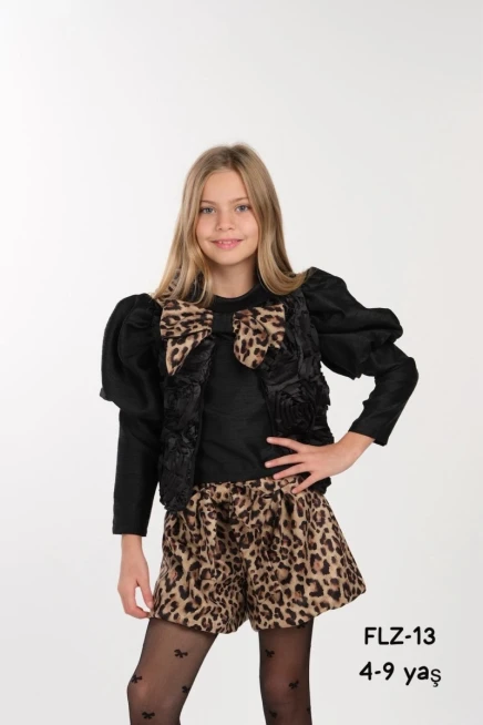 4-9  سنة فتاة بلوزة طقم شرط