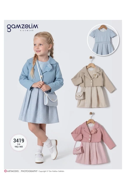 6-9 سنة فتاة فستان مع ستره