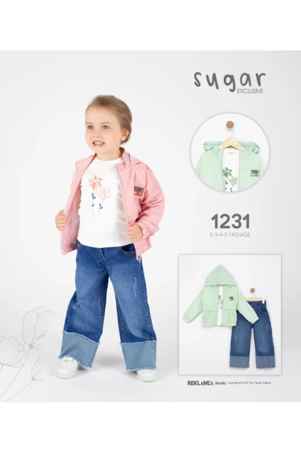 2-5 سنة فتاة بدله ستره مع سروال