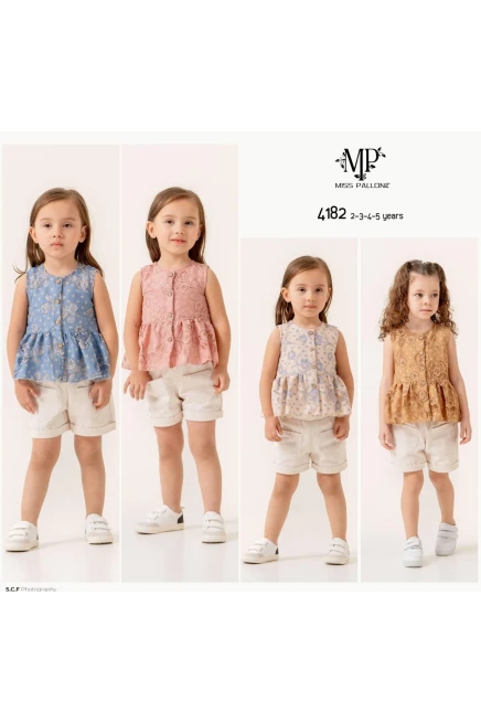 2-5 سنة فتاة بلوزة طقم شرط