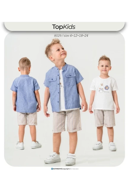 Gömlekli Tişörtlü Şort Takım