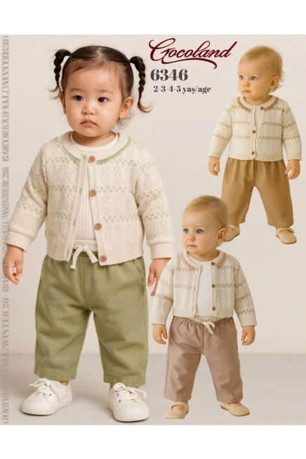 2-5 YEAR Girl PANT SUIT WITH CARDIGAN