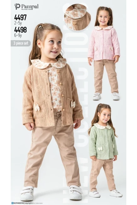 2-5 سنة فتاة ستره كارديجان مع سروال