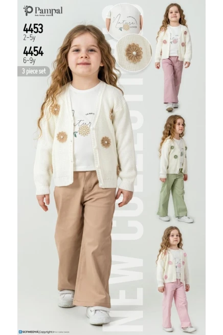 6-9 سنة فتاة ستره كارديجان مع سروال