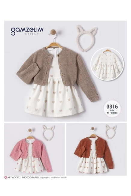 Kalp Desenli Hırkalı Elbise