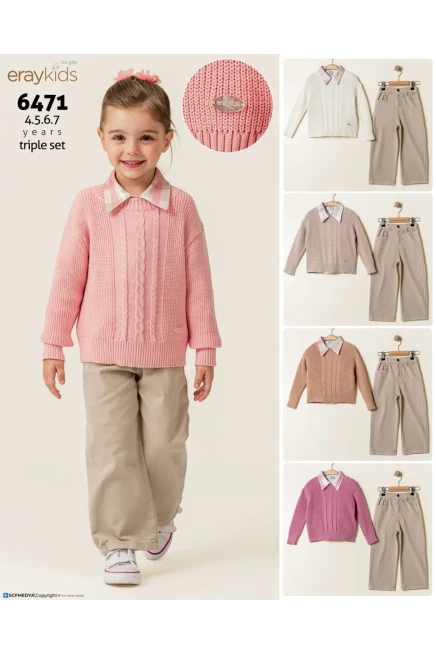 4-7 سنة فتاة بدله تريكو مع سروال