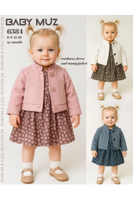 6-18 شهر فتاة  بدله تريكو مع تنورة