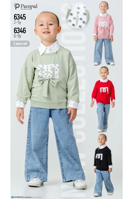 Sweatshırtlu Gömlekli Pantolonlu Takım