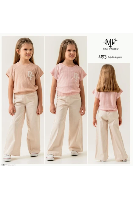 6-9 سنة فتاة طقم بنطلون مع تي شيرت