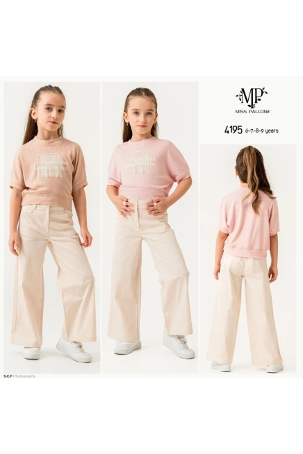 6-9 سنة فتاة طقم بنطلون مع تي شيرت