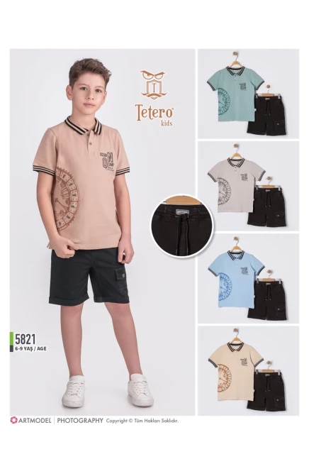 Yakalı Tişörtlü Şort Takım