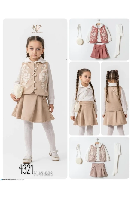 Yelekli Bluzlu Etekli Takım