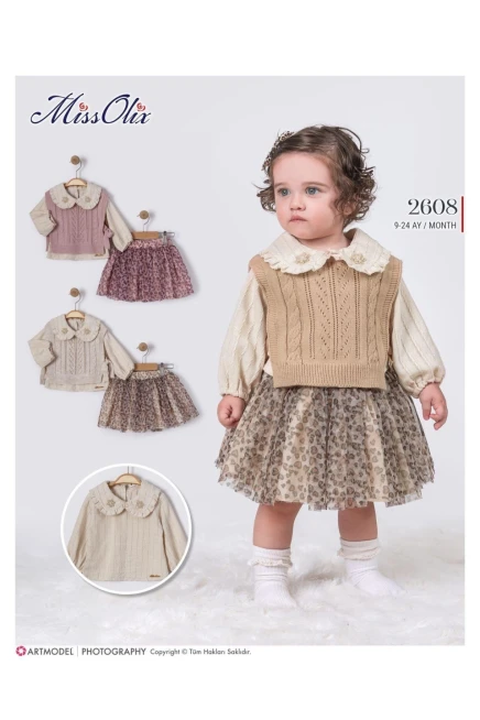 Yelekli Bluzlu Etekli Takım