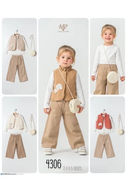 Yelekli Bluzlu Pantolonlu Takım