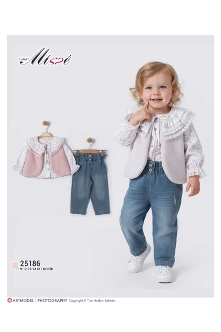 Yelekli Bluzlu Pantolonlu Takım