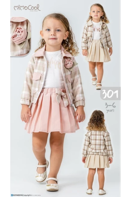 3-6 سنة فتاة طقم تنورة مع جاكيت