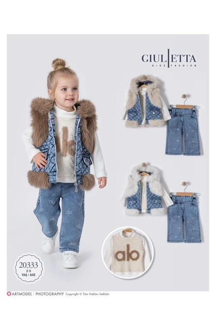 Yelekli Bluzlu Pantolonlu Takım