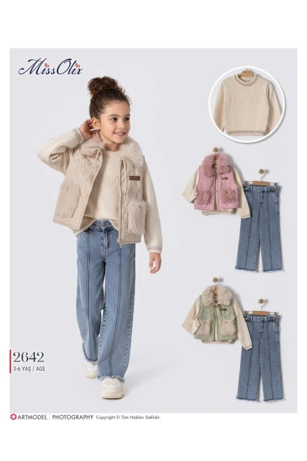 Yelekli Kazaklı Pantolonlu Takım