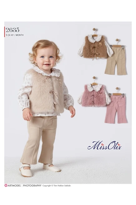 Yelekli Bluzlu Pantolonlu Takım