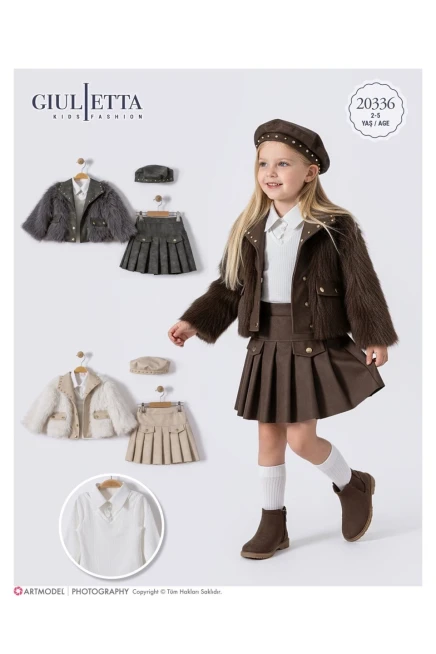 2-5 سنة فتاة طقم تنورة مع جاكيت