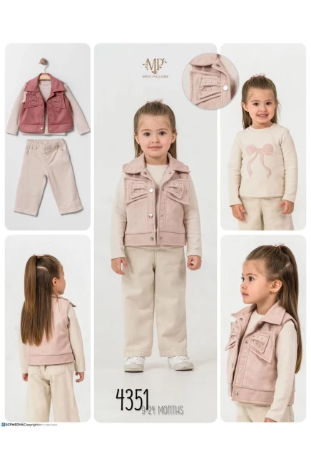 Yelekli Bluzlu Pantolonlu Takım