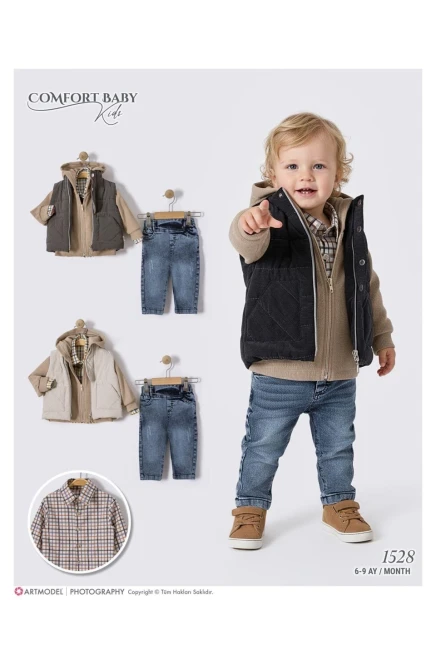 Yelekli Kazaklı Gömlekli Pantolonlu Takım