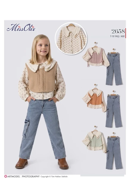 7-10 سنة فتاة     طقم سترة وبنطال