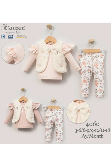 Yelekli Bluzlu Pantolonlu Takım