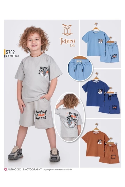 Baskılı Tişörtlü Şort Takım