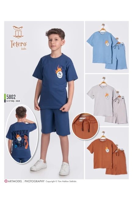 Baskılı Tişörtlü Şort Takım