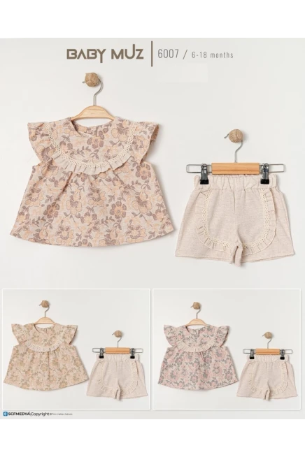 Çiçekli Bluzlu Şort Takım