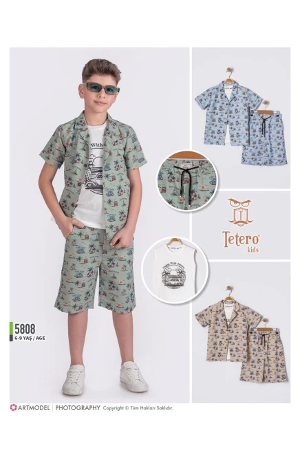 Gömlekli Tişört Şort Takım