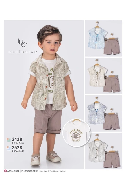 Gömlekli Tişörtlü Şort Takım