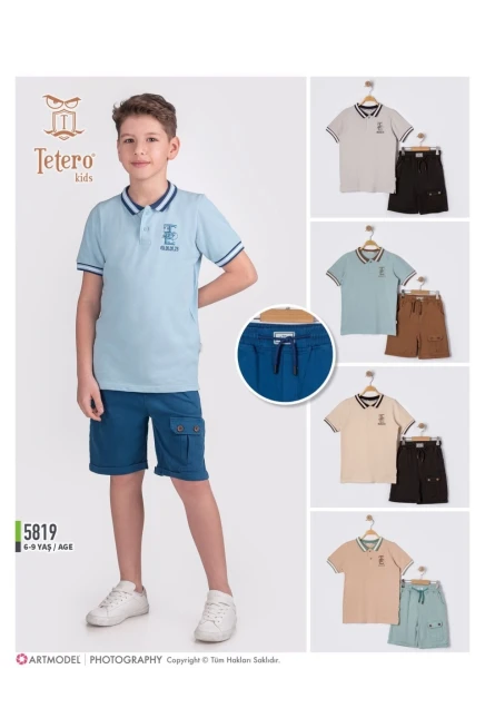 Yakalı Tişörtlü Şort Takım