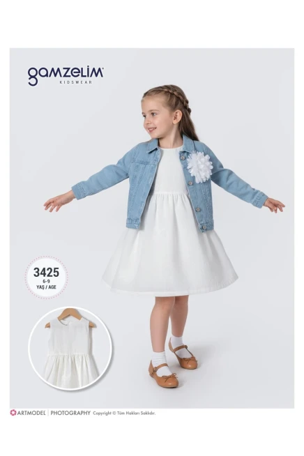 6-9 سنة فتاة فستان مع ستره