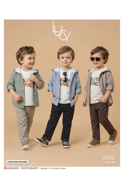 2-5 YEAR Boy PANT SUIT WITH SHIRT&T-SHIRT