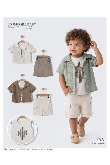 Gömlekli Tişörtlü Şort Takım