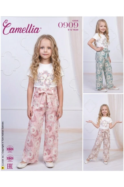 Bluzlu Desenli Pantolon Takım