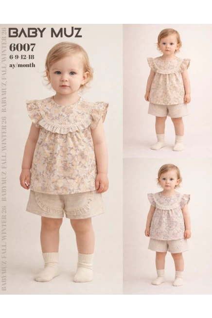 Çiçekli Bluzlu Şort Takım