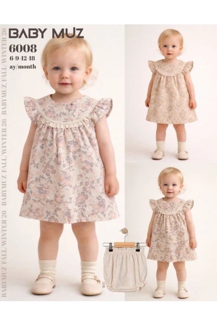 Çiçekli Elbiseli Külotlu Takım